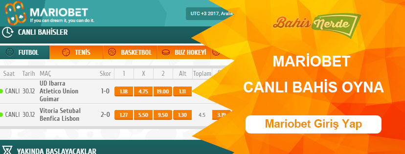 Mariobet Canlı Bahis Seçenekleri